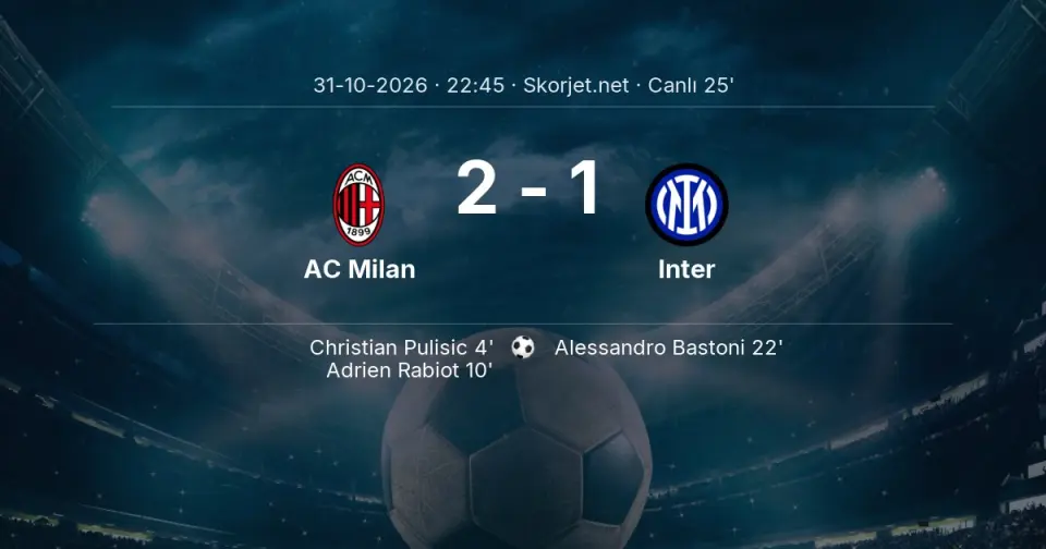 AC Milan - Inter Maçında Gol: Alessandro Bastoni (22. dakika) AC Milan - Inter Maçında Gol: Alessandro Bastoni (22. dakika)