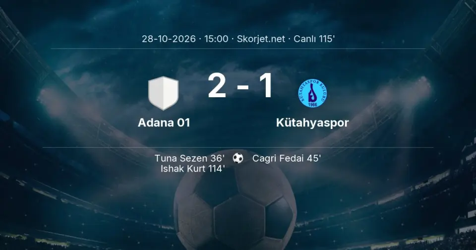 Adana 01 - Kütahyaspor Maçında Gol: Cagri Fedai (45. dakika)