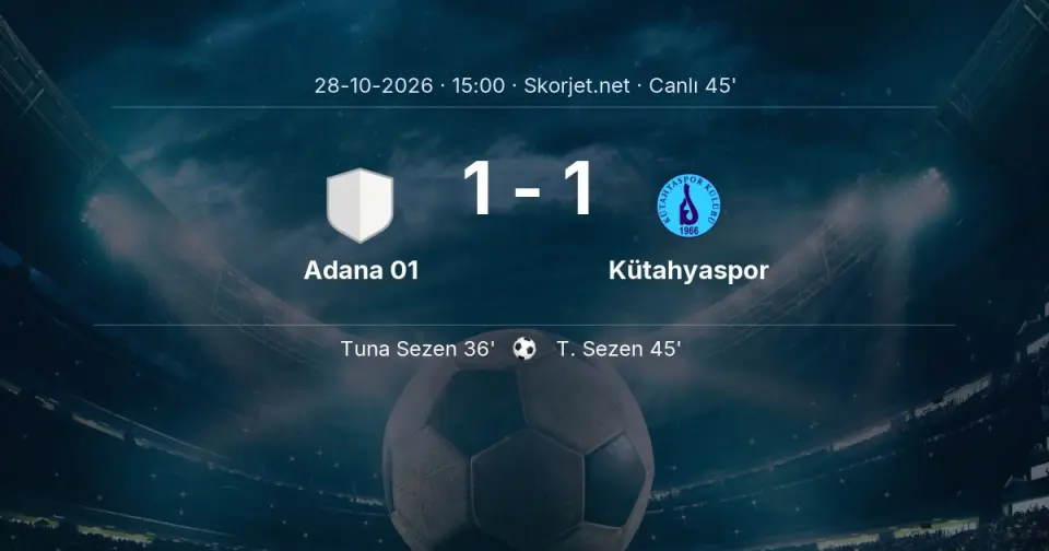 Adana 01 - Kütahyaspor Maçında Gol: Tuna Sezen (36. dakika)