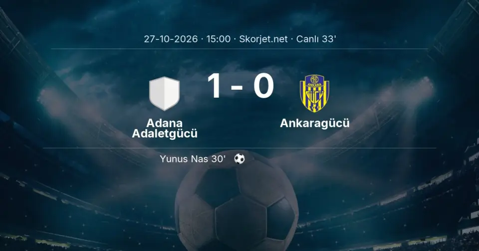 Adana Adaletgücü - Ankaragücü Maçında Gol: Yunus Nas (30. dakika)