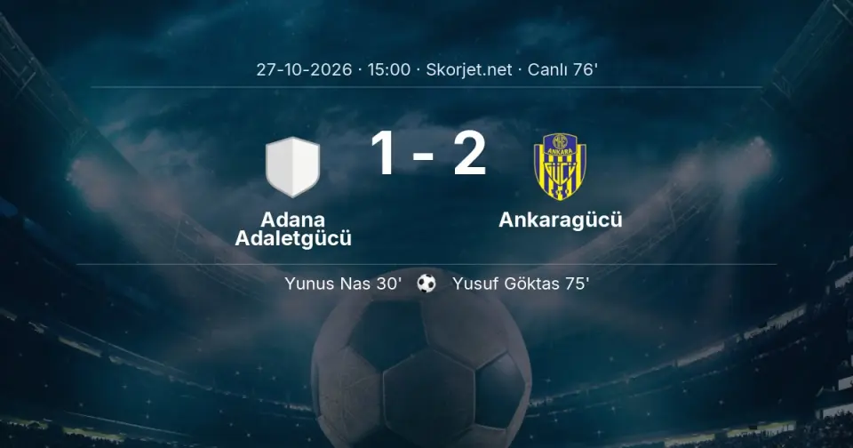 Adana Adaletgücü - Ankaragücü Maçında Gol: Yusuf Göktas (75. dakika)