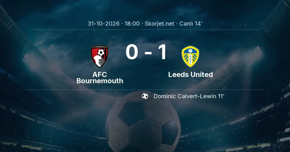 AFC Bournemouth - Leeds United Maçında Gol: Dominic Calvert-Lewin (11. dakika) AFC Bournemouth - Leeds United Maçında Gol: Dominic Calvert-Lewin (11. dakika)