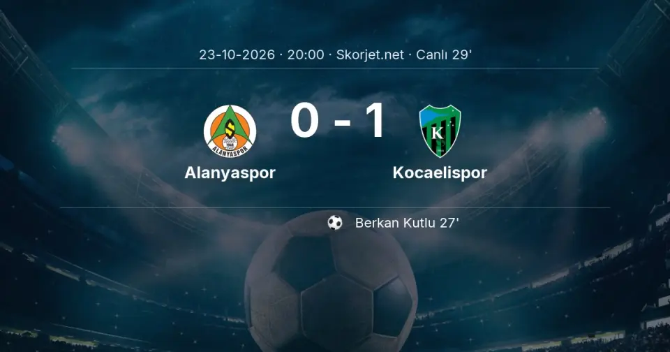 Alanyaspor - Kocaelispor Maçında Gol: Berkan Kutlu (27. dakika)
