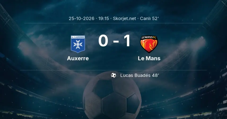 Auxerre - Le Mans Maçında Gol: Lucas Buadés (48. dakika)