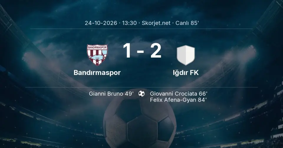 Bandırmaspor - Iğdır FK Maçında Gol: Felix Afena-Gyan (84. dakika)