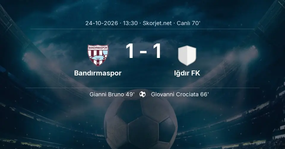 Bandırmaspor - Iğdır FK Maçında Gol: Giovanni Crociata (66. dakika)