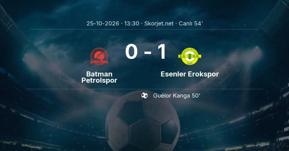 Batman Petrolspor - Esenler Erokspor Maçında Gol: Guélor Kanga (50. dakika)