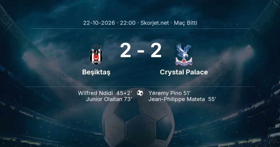Beşiktaş 2-2 Crystal Palace - Maç Sona Erdi