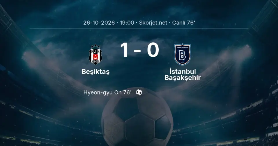 Beşiktaş - İstanbul Başakşehir Maçında Gol: Hyeon-gyu Oh (76. dakika)