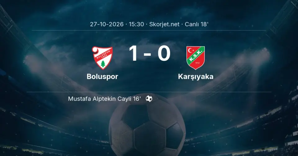 Boluspor - Karşıyaka Maçında Gol: Mustafa Alptekin Cayli (16. dakika) Boluspor - Karşıyaka Maçında Gol: Mustafa Alptekin Cayli (16. dakika)