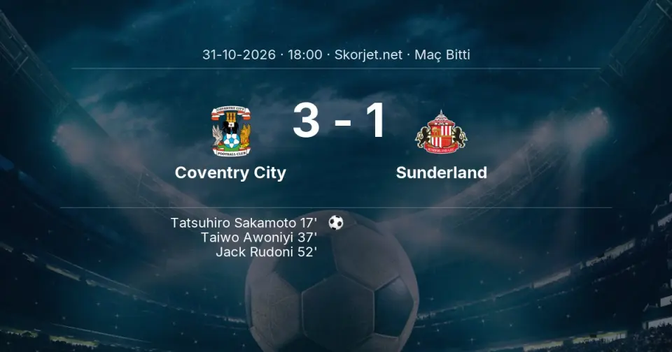Coventry City - Sunderland Skor: 3-1