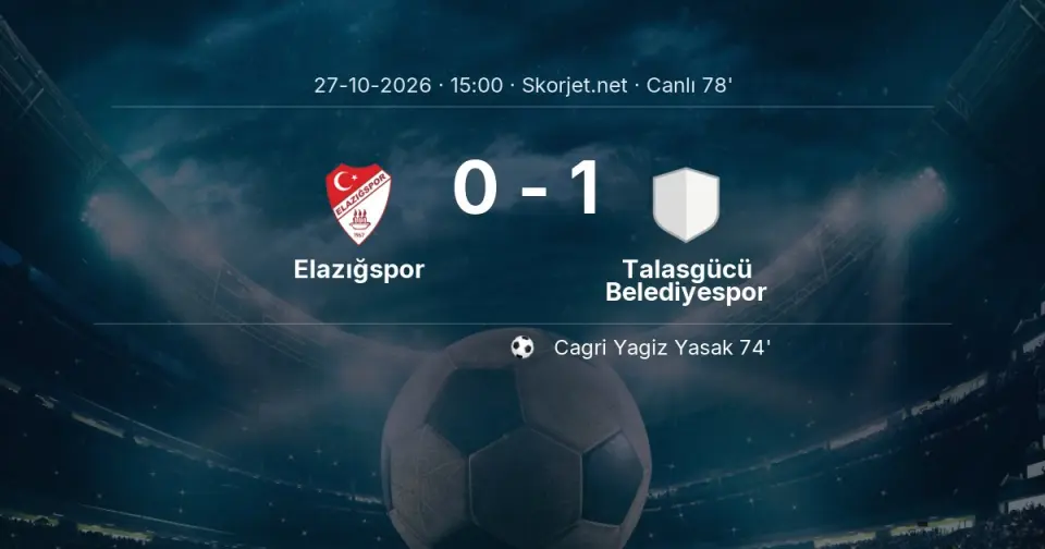 Elazığspor - Talasgücü Belediyespor Maçında Gol: Cagri Yagiz Yasak (74. dakika)