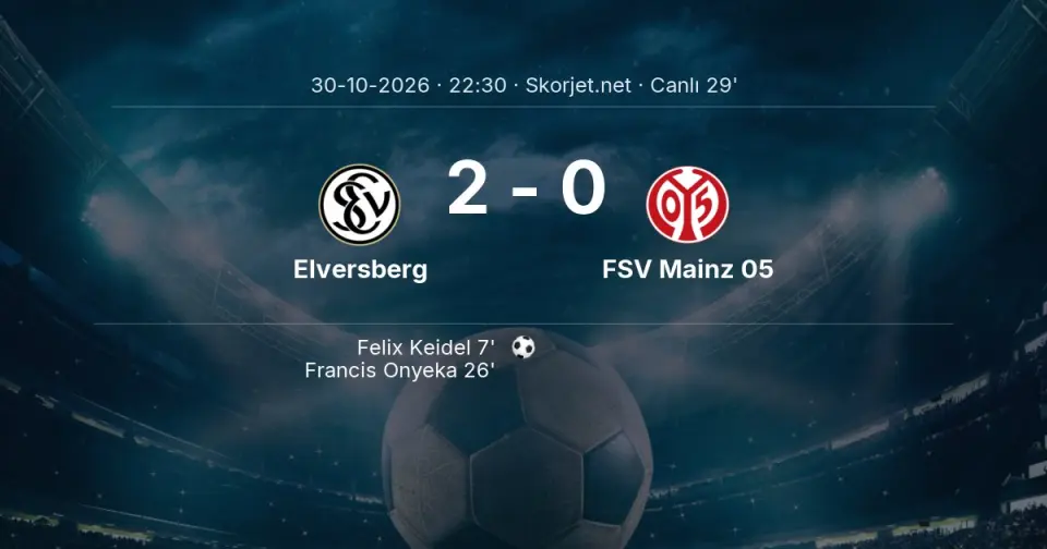 Elversberg - FSV Mainz 05 Maçında Gol: Francis Onyeka (26. dakika) Elversberg - FSV Mainz 05 Maçında Gol: Francis Onyeka (26. dakika)