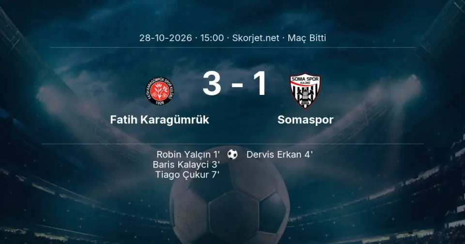 Fatih Karagümrük 3-1 Somaspor - Maç Sona Erdi Fatih Karagümrük 3-1 Somaspor - Maç Sona Erdi