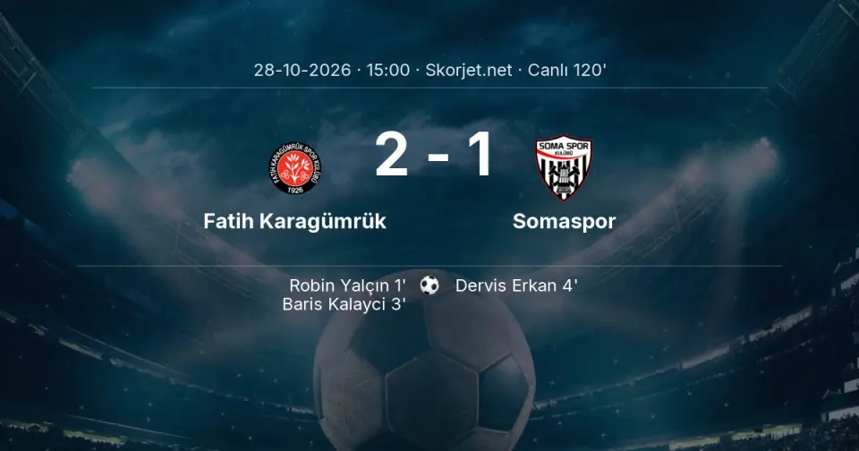 Fatih Karagümrük - Somaspor Maçında Gol: Dervis Erkan (4. dakika) Fatih Karagümrük - Somaspor Maçında Gol: Dervis Erkan (4. dakika)