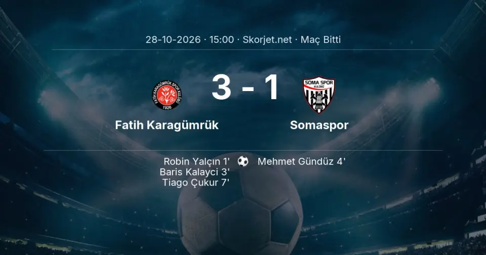Fatih Karagümrük - Somaspor Maçında Gol: Tiago Çukur (7. dakika) Fatih Karagümrük - Somaspor Maçında Gol: Tiago Çukur (7. dakika)