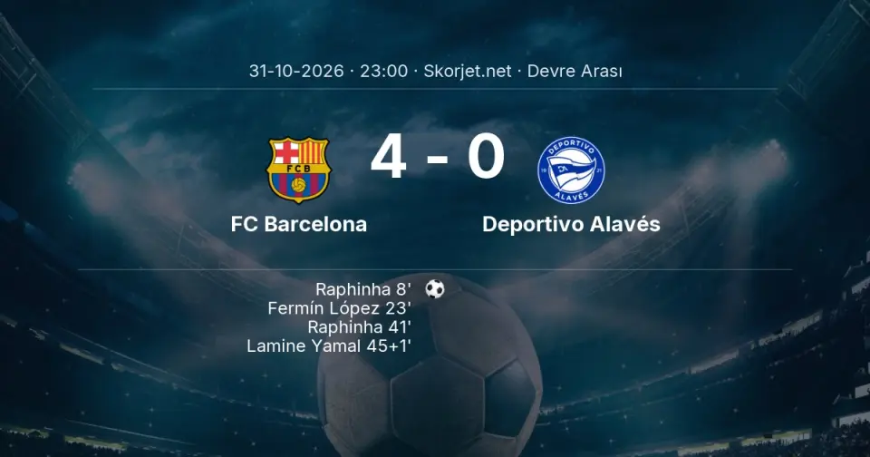 FC Barcelona - Deportivo Alavés Maçında Gol: Lamine Yamal (45. dakika) FC Barcelona - Deportivo Alavés Maçında Gol: Lamine Yamal (45. dakika)