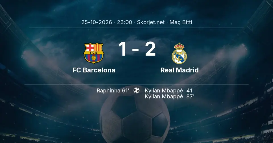 FC Barcelona - Real Madrid Maçı 1-2 Sona Erdi