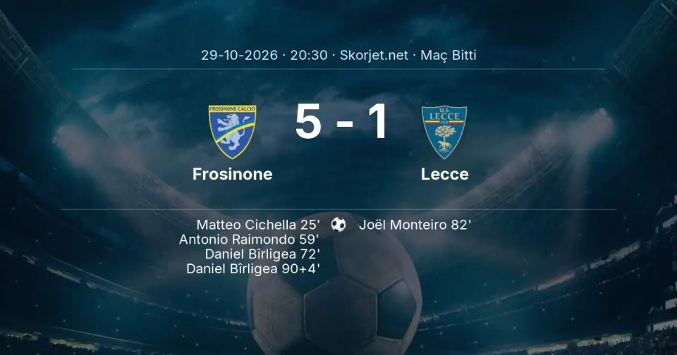 Frosinone 5-1 Lecce - Maç Sona Erdi Frosinone 5-1 Lecce - Maç Sona Erdi