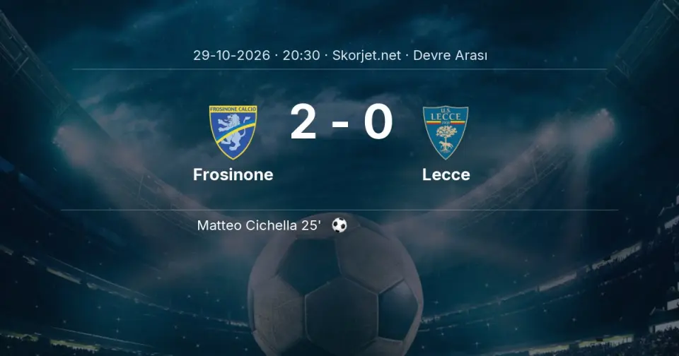 Frosinone - Lecce Maçında Gol: Giacomo Calò (45. dakika)