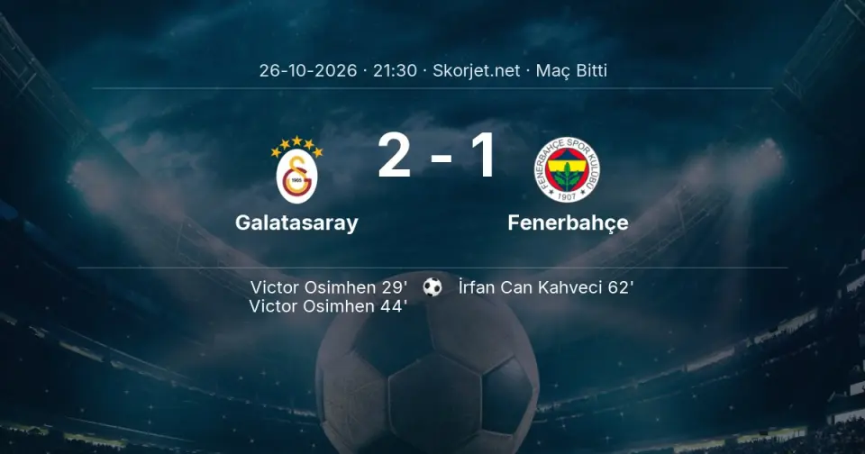 Galatasaray 2-1 Fenerbahçe - Maç Sona Erdi Galatasaray 2-1 Fenerbahçe - Maç Sona Erdi