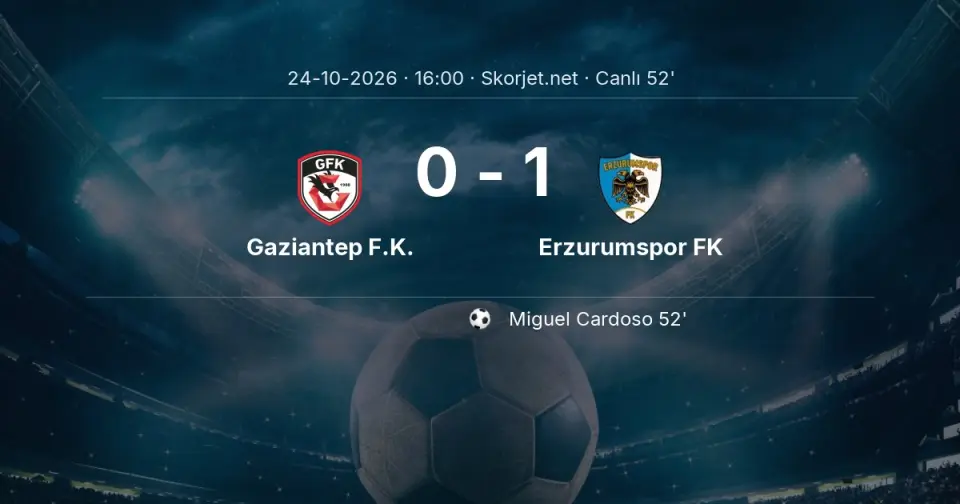 Gaziantep F.K. 0-1 Erzurumspor FK - Gol (52. dakika)