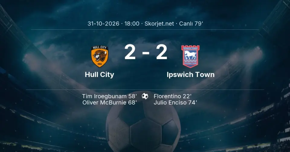Hull City - Ipswich Town Maçında Gol: Julio Enciso (74. dakika) Hull City - Ipswich Town Maçında Gol: Julio Enciso (74. dakika)