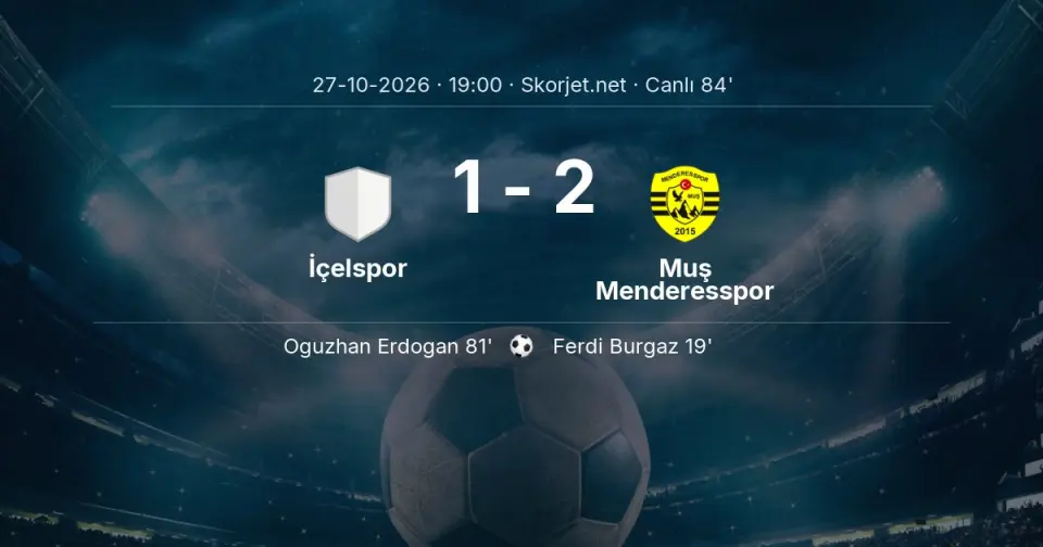 İçelspor - Muş Menderesspor Maçında Gol: Oguzhan Erdogan (81. dakika)