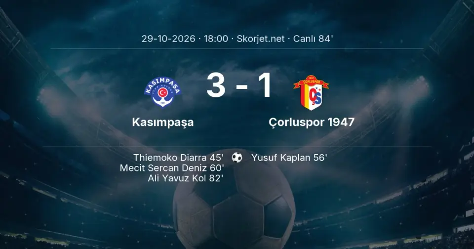 Kasımpaşa - Çorluspor 1947 Maçında Gol: Ali Yavuz Kol (82. dakika)