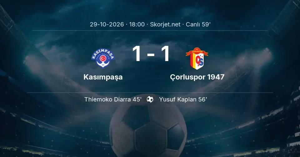 Kasımpaşa - Çorluspor 1947 Maçında Gol: Yusuf Kaplan (56. dakika)