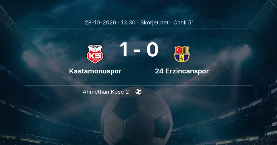 Kastamonuspor - 24 Erzincanspor Maçında Gol: Ahmethan Köse (2. dakika) Kastamonuspor - 24 Erzincanspor Maçında Gol: Ahmethan Köse (2. dakika)