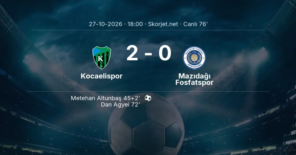 Kocaelispor - Mazıdağı Fosfatspor Maçında Gol: Dan Agyei (72. dakika) Kocaelispor - Mazıdağı Fosfatspor Maçında Gol: Dan Agyei (72. dakika)