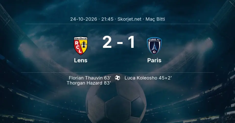 Lens 2-1 Paris - Maç Sona Erdi