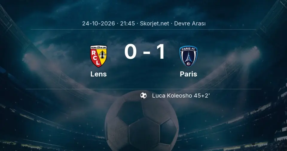 Lens - Paris Maçında İlk Yarı Sonucu