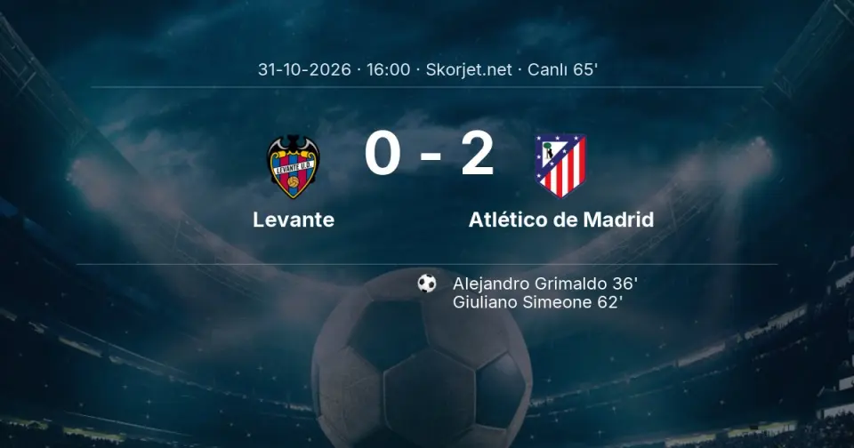 Levante - Atlético de Madrid Maçında Gol: Giuliano Simeone (62. dakika) Levante - Atlético de Madrid Maçında Gol: Giuliano Simeone (62. dakika)