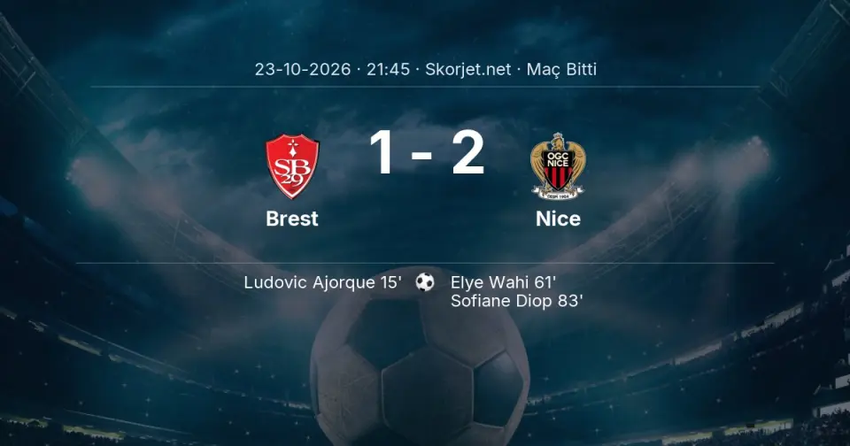 Ligue 1: Brest - Nice Karşılaşması Tamamlandı (1-2)