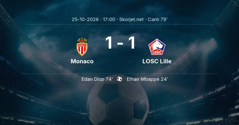 Monaco - LOSC Lille Maçında Gol: Edan Diop (74. dakika)