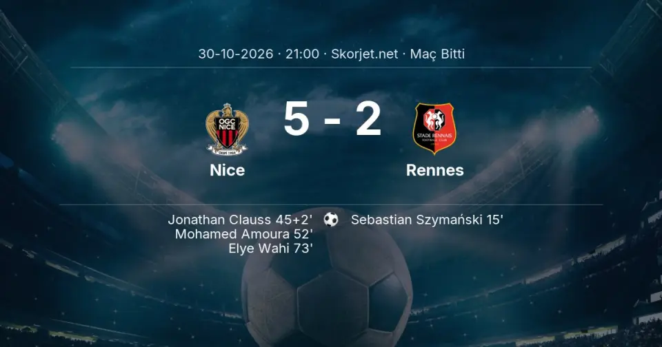 Nice - Rennes Maç Sonucu Nice - Rennes Maç Sonucu