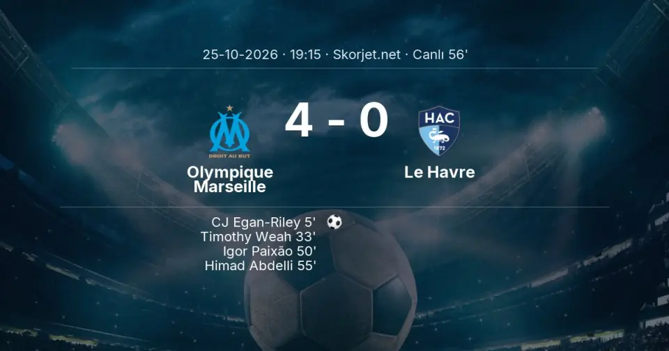 Olympique Marseille - Le Havre Maçında Gol: Himad Abdelli (55. dakika)