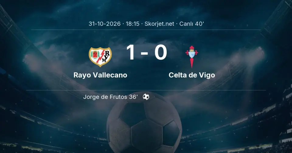 Rayo Vallecano - Celta de Vigo Maçında Gol: Jorge de Frutos (36. dakika) Rayo Vallecano - Celta de Vigo Maçında Gol: Jorge de Frutos (36. dakika)