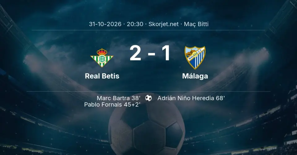 Real Betis 2-1 Málaga - Maç Sona Erdi
