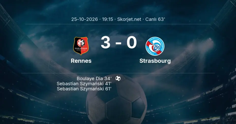 Rennes - Strasbourg Maçında Gol: Sebastian Szymański (61. dakika) Rennes - Strasbourg Maçında Gol: Sebastian Szymański (61. dakika)