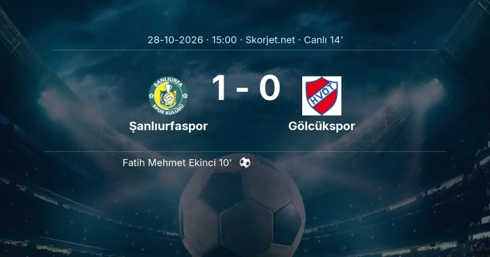 Şanlıurfaspor - Gölcükspor Maçında Gol: Fatih Mehmet Ekinci (10. dakika) Şanlıurfaspor - Gölcükspor Maçında Gol: Fatih Mehmet Ekinci (10. dakika)