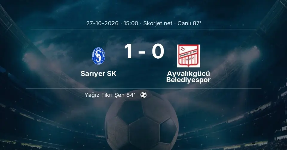 Sarıyer SK - Ayvalıkgücü Belediyespor Maçında Gol: Yağız Fikri Şen (84. dakika) Sarıyer SK - Ayvalıkgücü Belediyespor Maçında Gol: Yağız Fikri Şen (84. dakika)