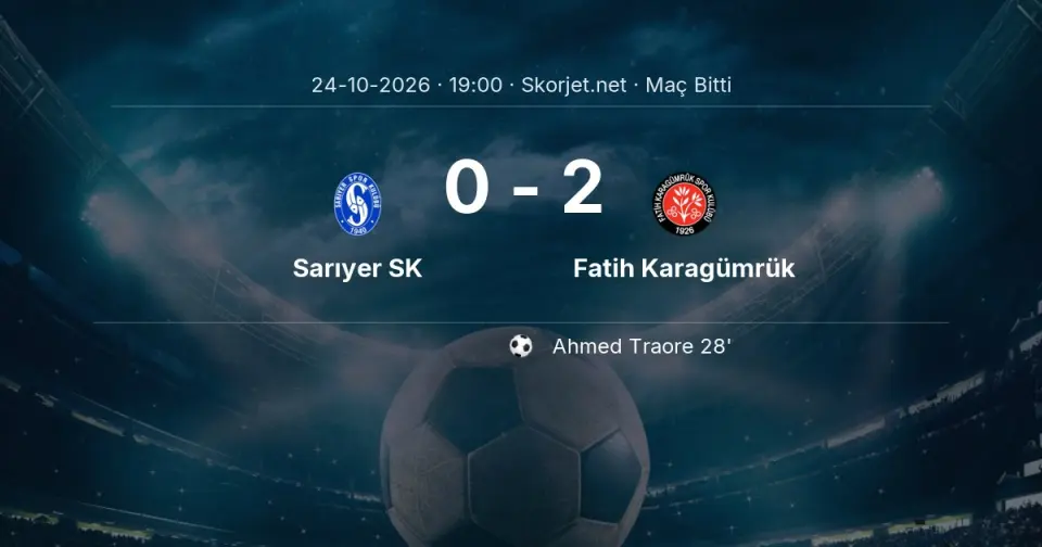 Sarıyer SK - Fatih Karagümrük Skor: 0-2