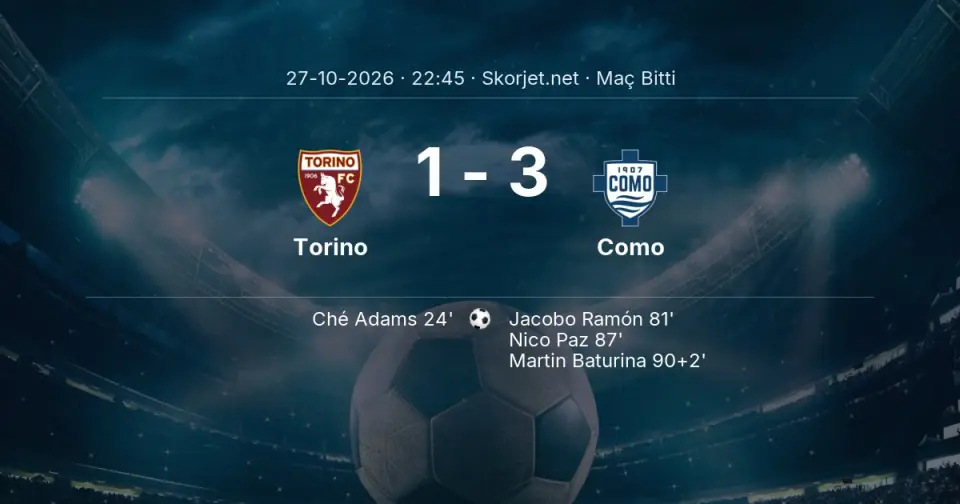 Torino - Como Maçında Gol: Martin Baturina (90. dakika)