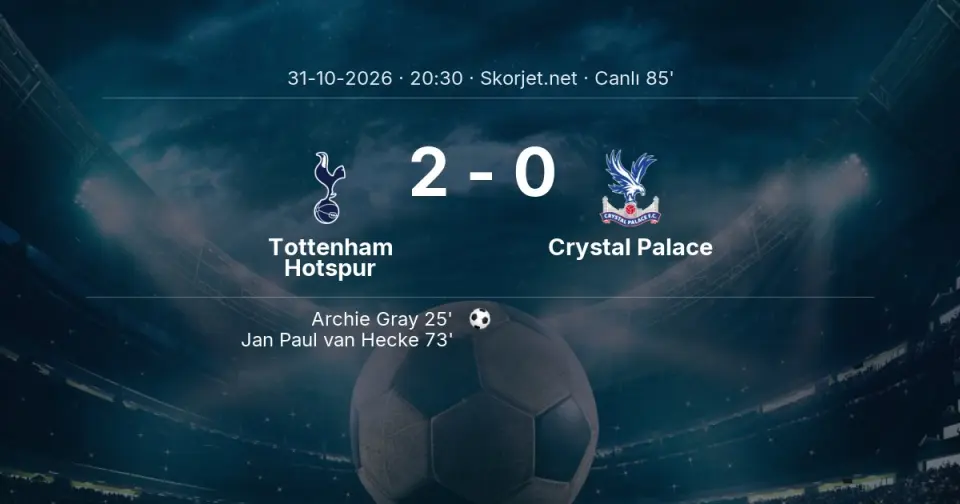 Tottenham Hotspur - Crystal Palace Maçında Gol: Jan Paul van Hecke (73. dakika) Tottenham Hotspur - Crystal Palace Maçında Gol: Jan Paul van Hecke (73. dakika)