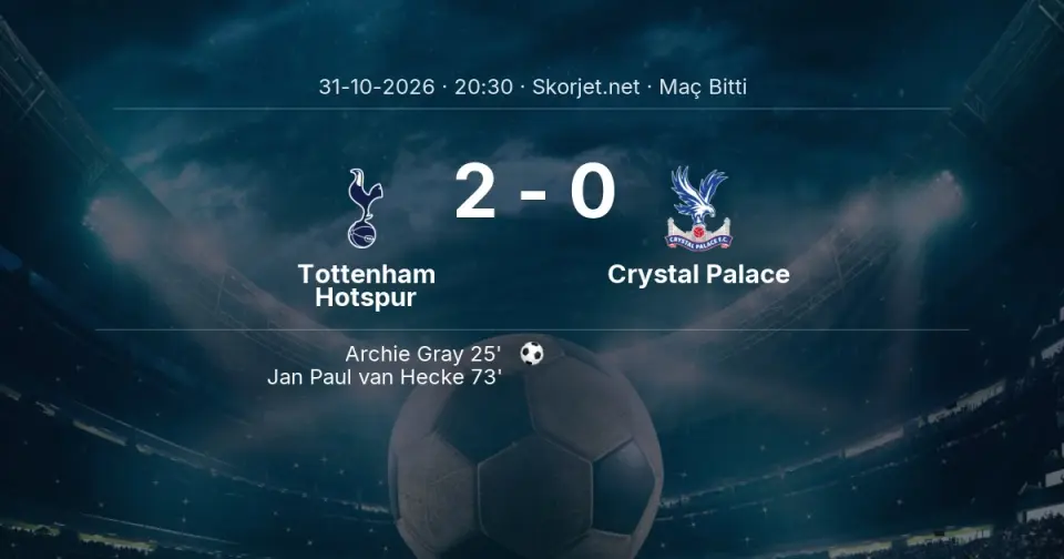 Tottenham Hotspur - Crystal Palace Skor: 2-0 Tottenham Hotspur - Crystal Palace Skor: 2-0