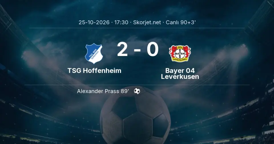 TSG Hoffenheim - Bayer 04 Leverkusen Maçında Gol: Alexander Prass (89. dakika)