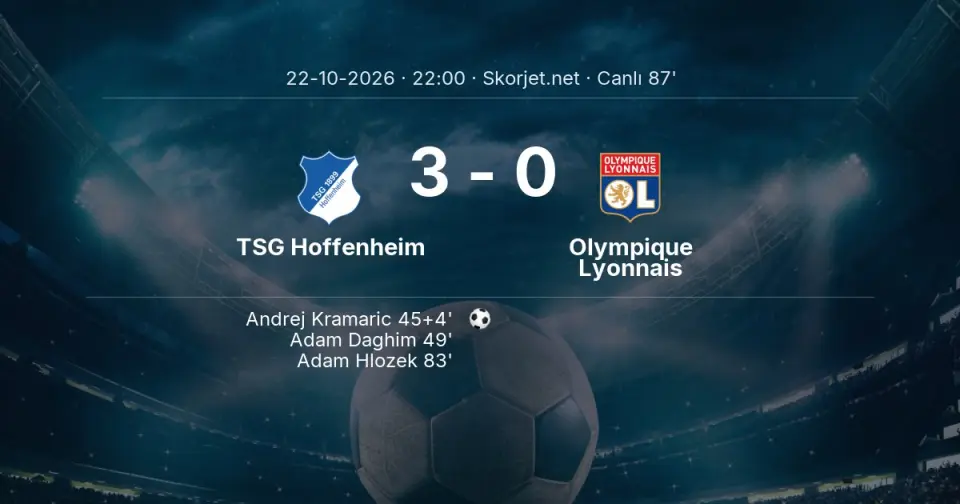 TSG Hoffenheim - Olympique Lyonnais Maçında Gol: Adam Hlozek (83. dakika)